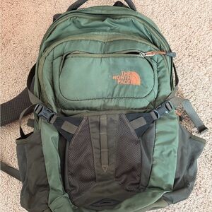 The North Face Olive and Dark Green Backpack